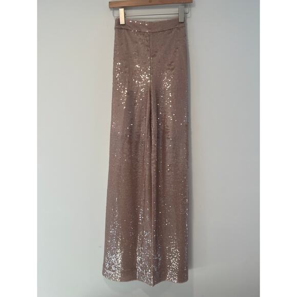 NWT $325 Ted Baker Milleit Wide Leg Trouser Sparkle Pale Pink Size 0 - Picture 4 of 10